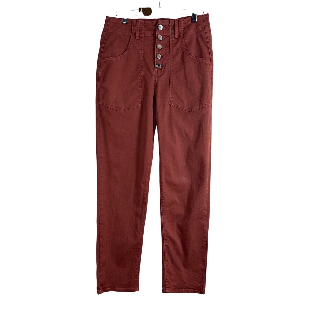 Veronica Beard Arya Straight High Rise Pants Terracotta Button Fly Size 26/2